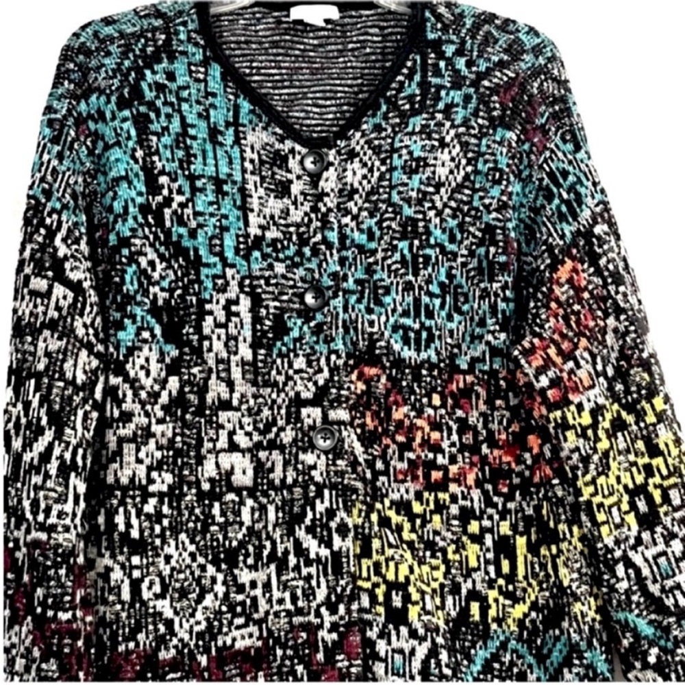 J. Jill Duster Button Front Multicolor Patterned … - image 6